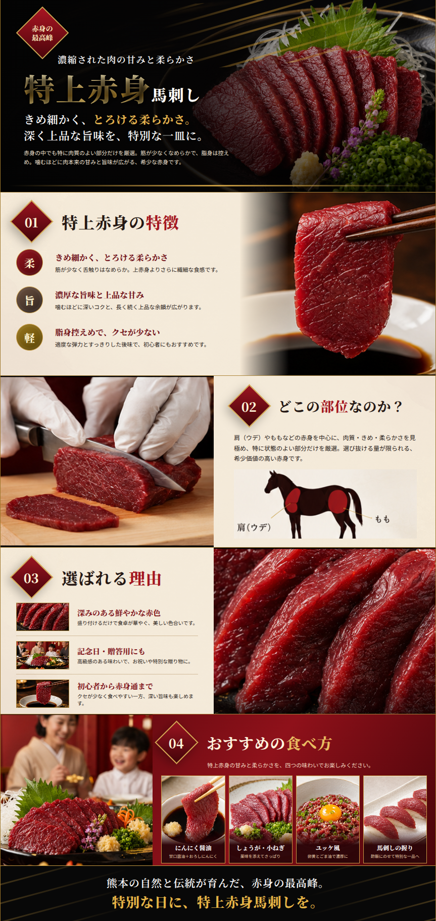 特上赤身馬刺しの商品紹介